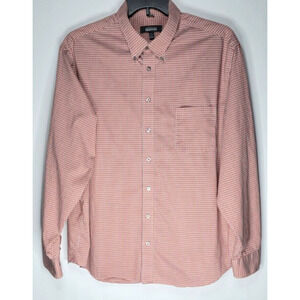 Kenneth Cole Reaction Mens Dress Shirt Size 2XL Red Black Check Button Cotton